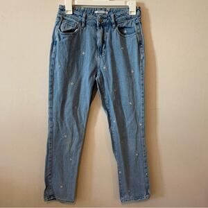 Pacsun Daisy Embroidered High Rise Mom Jeans